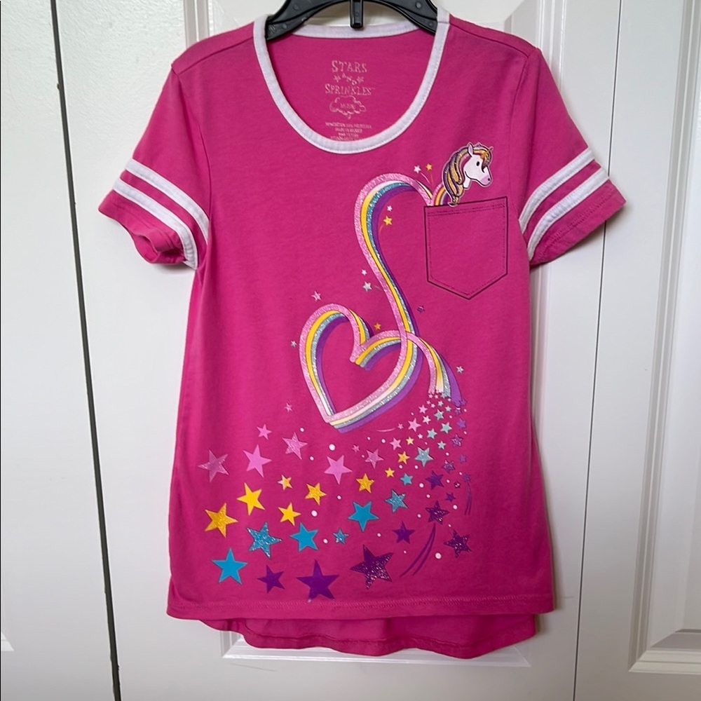 Stars and Sprinkles Gliter Unicorn and Stars  Graphic Tee